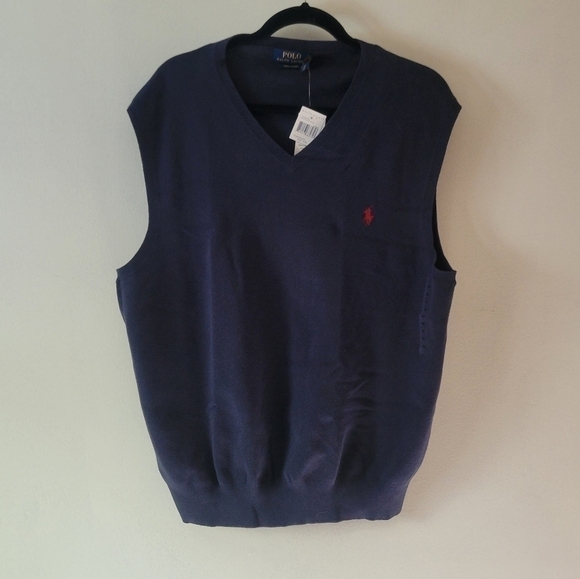 Polo Ralph lauren NWT Pima COTTON Navy Knit Vest XXL/TTG. - Picture 1 of 9